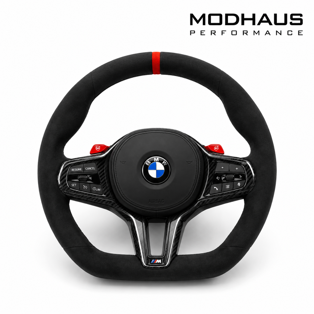 MODHAUS Performance BMW G80 M3 / G82 G83 M4 Alcantara & Carbon Fiber Steering Wheel With Airbag