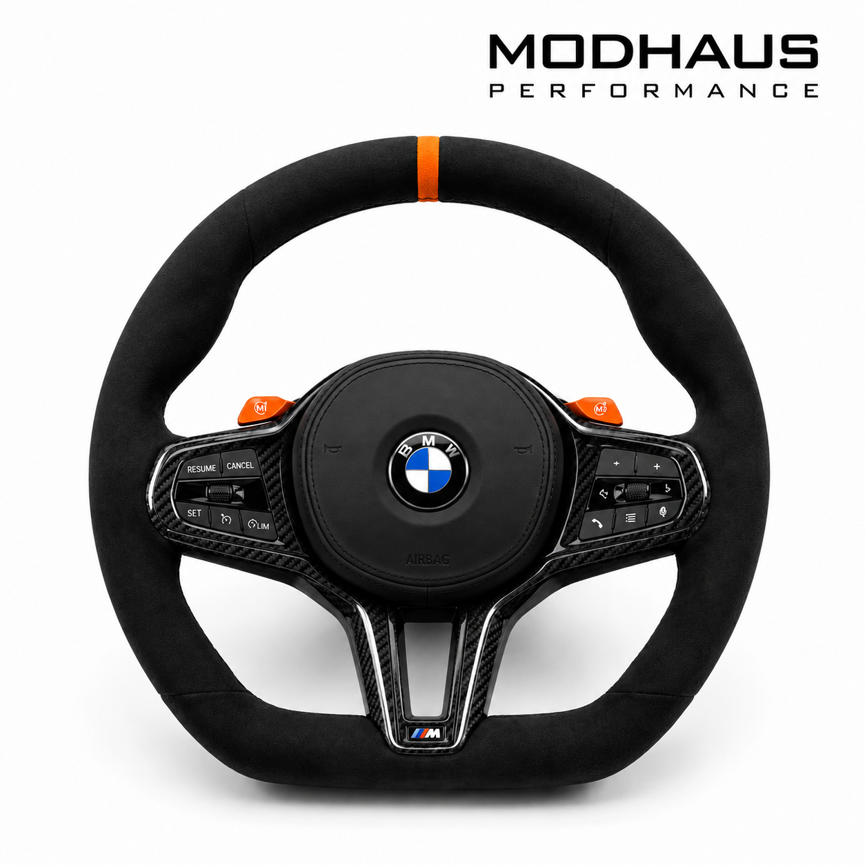 MODHAUS Performance BMW G80 M3 / G82 G83 M4 Alcantara & Carbon Fiber Steering Wheel With Airbag